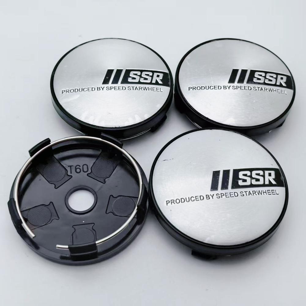 4pcs SSR Logo Emblem Badge Car Wheel Center Caps O.D 60MM I.D 56MM Wheels Hub Cap Rim Hubcaps Dust Cover Replace Car Accessories
