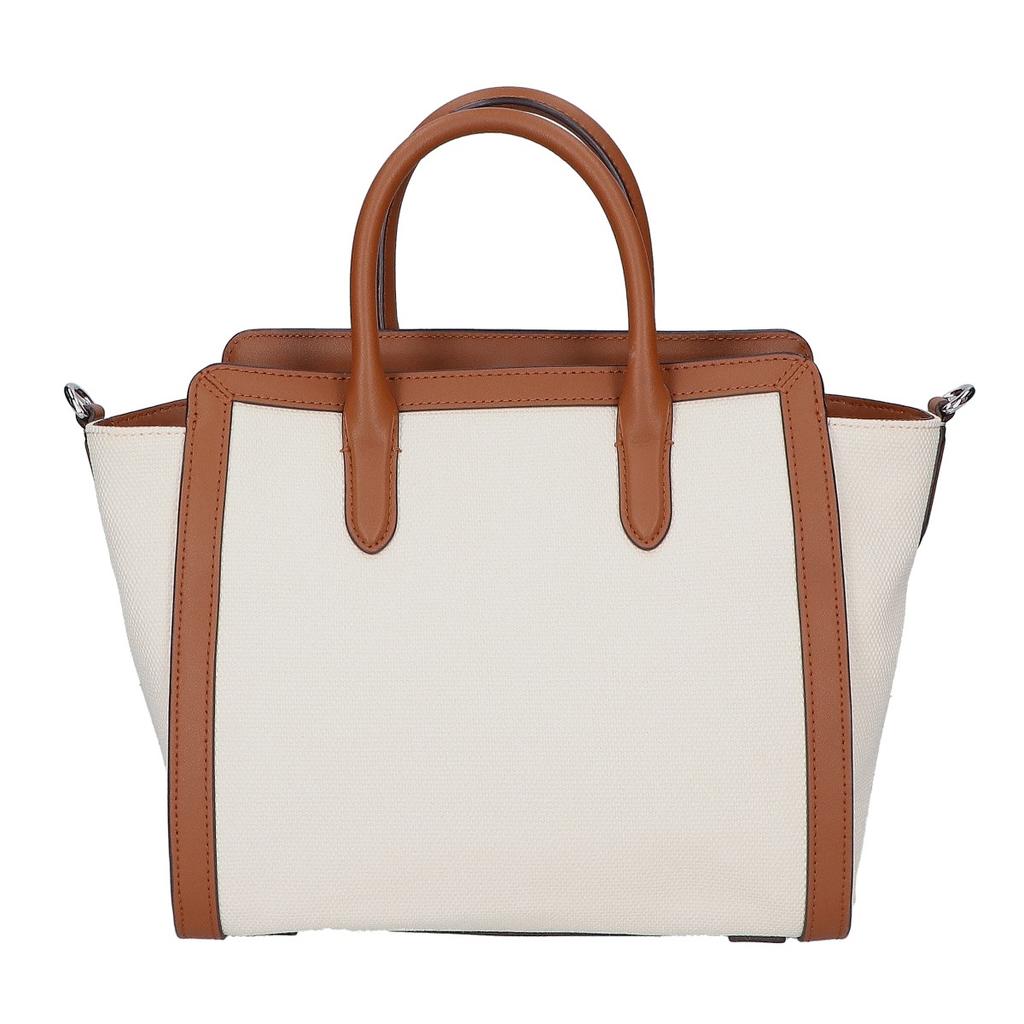 Lauren Ralph Lauren [Excellent Condition] Canvas X Leather Medium Tyler 2-Way Shoulder Bag Tote Bag White / brownUsed