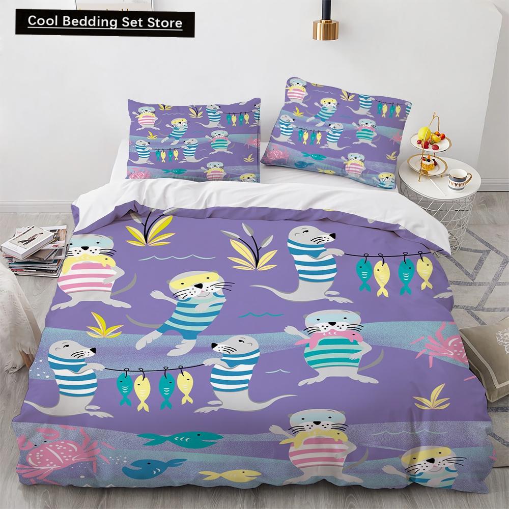 Cartoon Animals Toy Car Duvet Cover King Queen Lovely Frog Cat Rabbit Bedding Set for Kids Wildlife 2/3pcs Polyester Quilt Cover