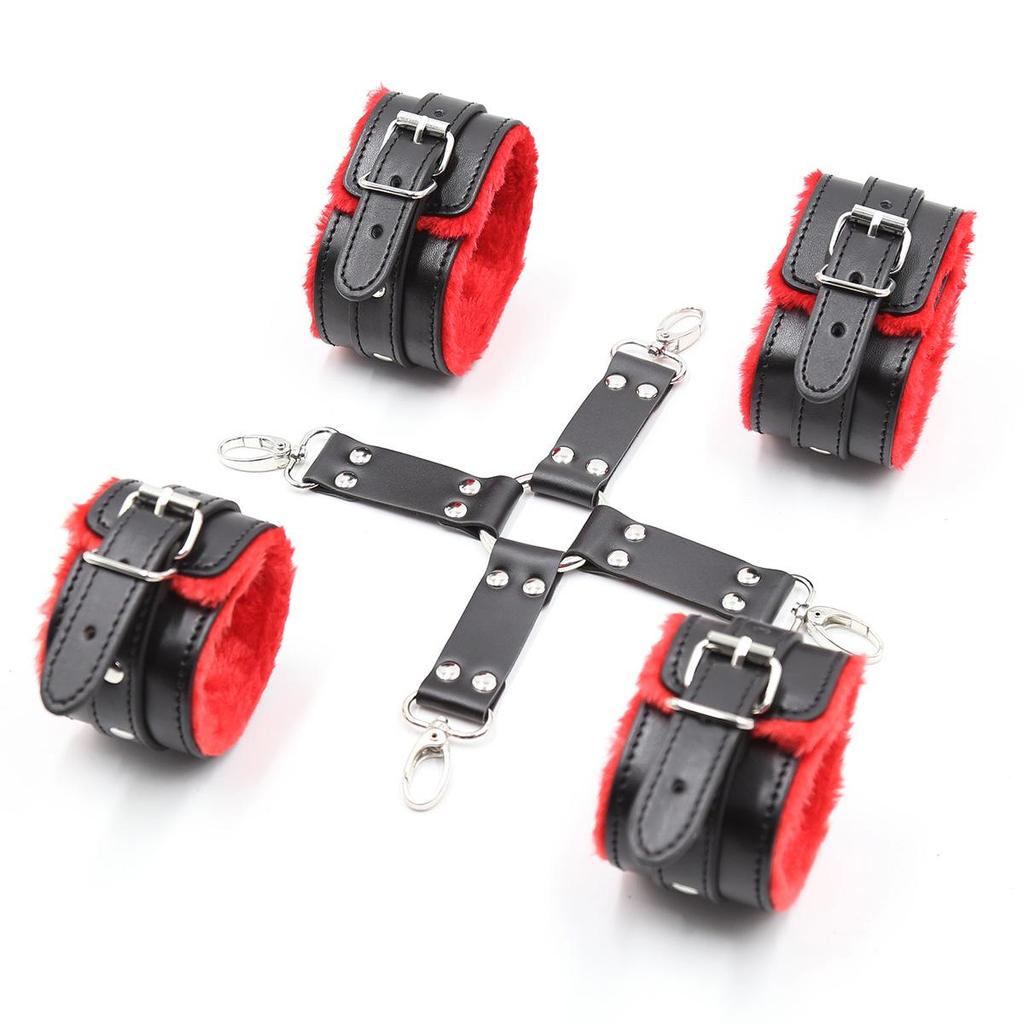 Plüsch-Handfesseln & Fußfesseln Set für Bondage & Bühnenauftritte