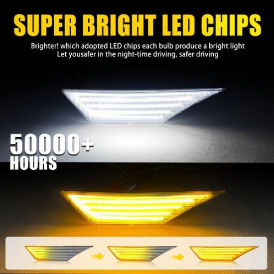 2Pcs 3-Row LED Switchback Sequential Signal Side Light Fit 2016-21 Honda Civic A