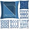 Blue Geometric Printed Throw Square Pillow Cover Sofa Chair Cushion Pillowcase