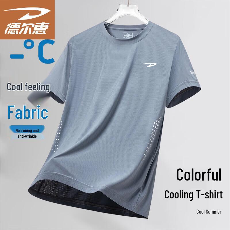 Deerway Men s Summer Breathable Round Neck Casual Sports T-Shirt L
