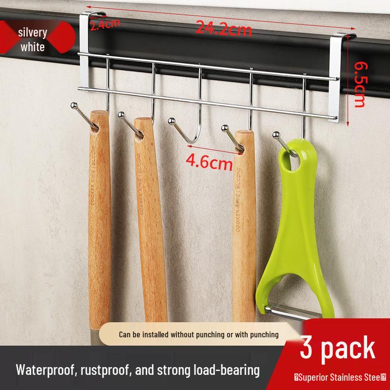 Stainless Steel Punch-Free Door-Back Storage Rack for Kitchen & Bathroom