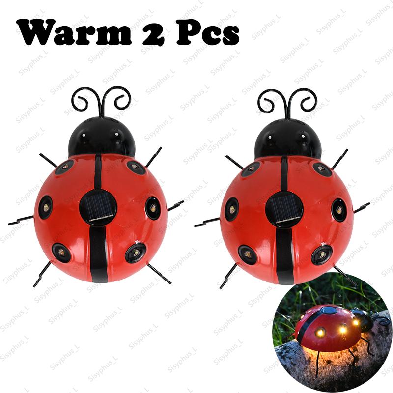 1-4Pcs Solar Ladybug Lamp Outdoor IP65 Waterproof Anti Corrosion LED Solar Powered Light For Garden Lawn Tree Landscape Decor