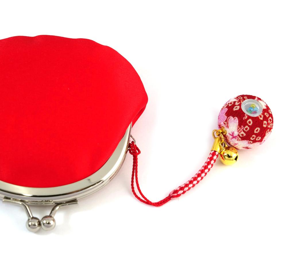 Blume Chirimen Kaleidoskop Glocke Japanischer Chirimen Netsuke Hergestellt als Souvenir Kirsche [Zune] (8 mm) Schlüsselanhänger, Japan, (Rote Blüte)