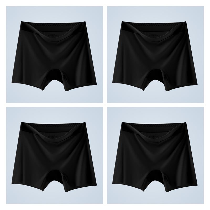 4 Stück Damen Eis seide Shorts Nahtlos Anti-Roll-Rand Anti-Scheuern Unterwäsche Dünn Atmungsaktiv Boxer Shorts