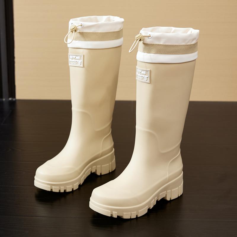 Damen Outdoor Stiefel mit dicker Sohle und Stulpe: Hochschaft Wasserdichte Schuhe für Camping, Strandsuche und Angeln