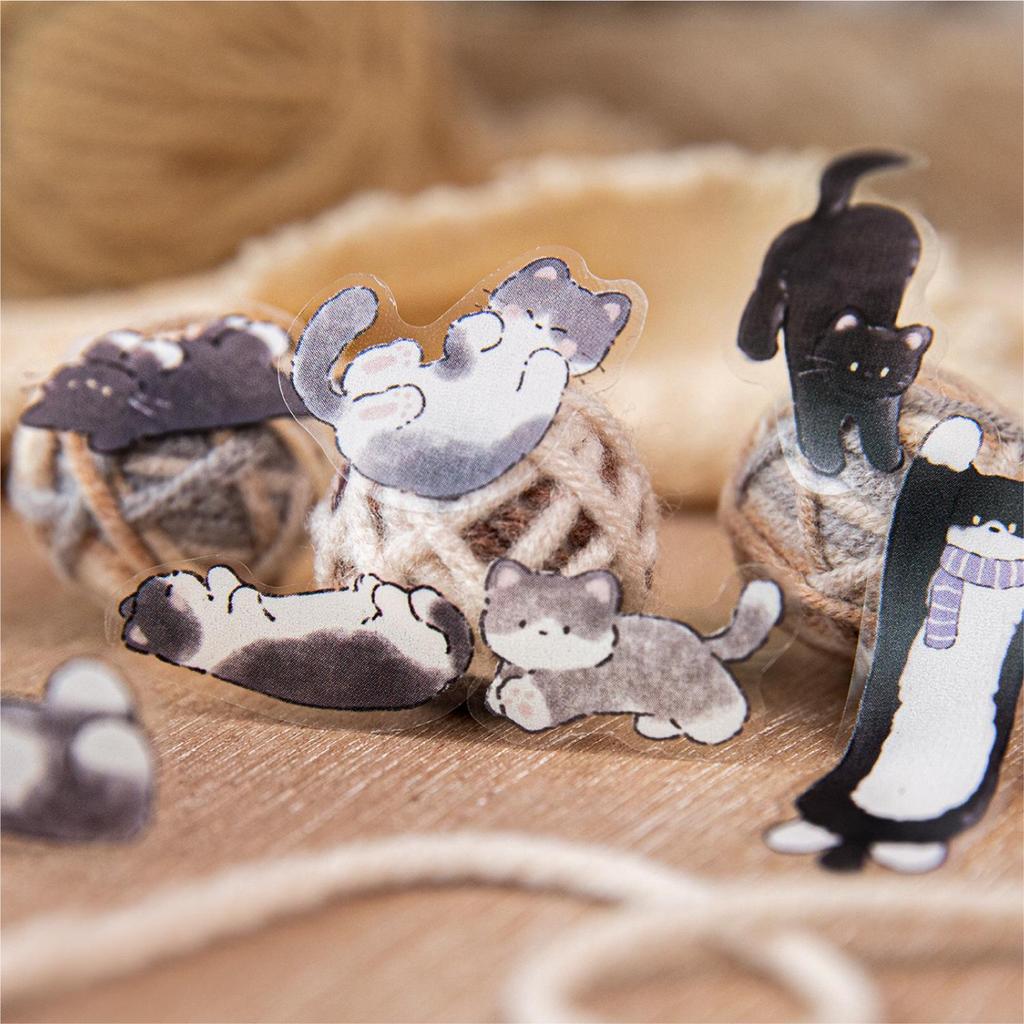 MomoPET Die-Cut Tape: Cats & Dogs - Cute DIY Scenery Stickers for Journals and Collages