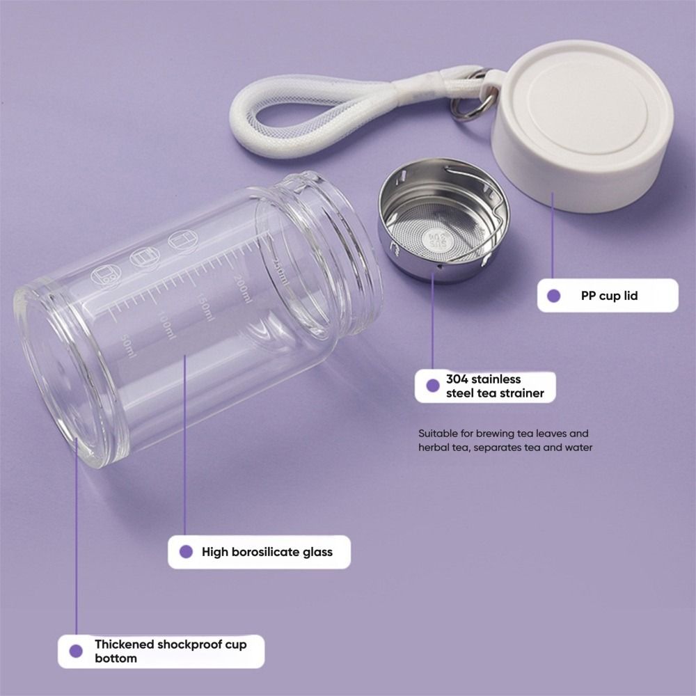 Neue 300ml Damen Glas Wasser Tasse Transparent Tragbar Tragbar Skala Frühstück Milch Tassen Große Kapazität Herren Teetasse