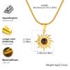 Tiger's Eye Sun Pendant Stainless Steel Necklace for Women Natural Stone Snake Chain Necklaces Fashion Jewelry Gift