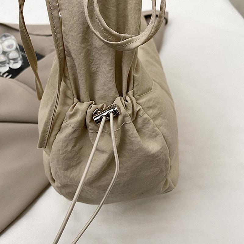 Solid Color Large Capacity Tote Bag Trendy Shoulder Bag Women Casual Canvas School Crossbody Bags For Student CLE