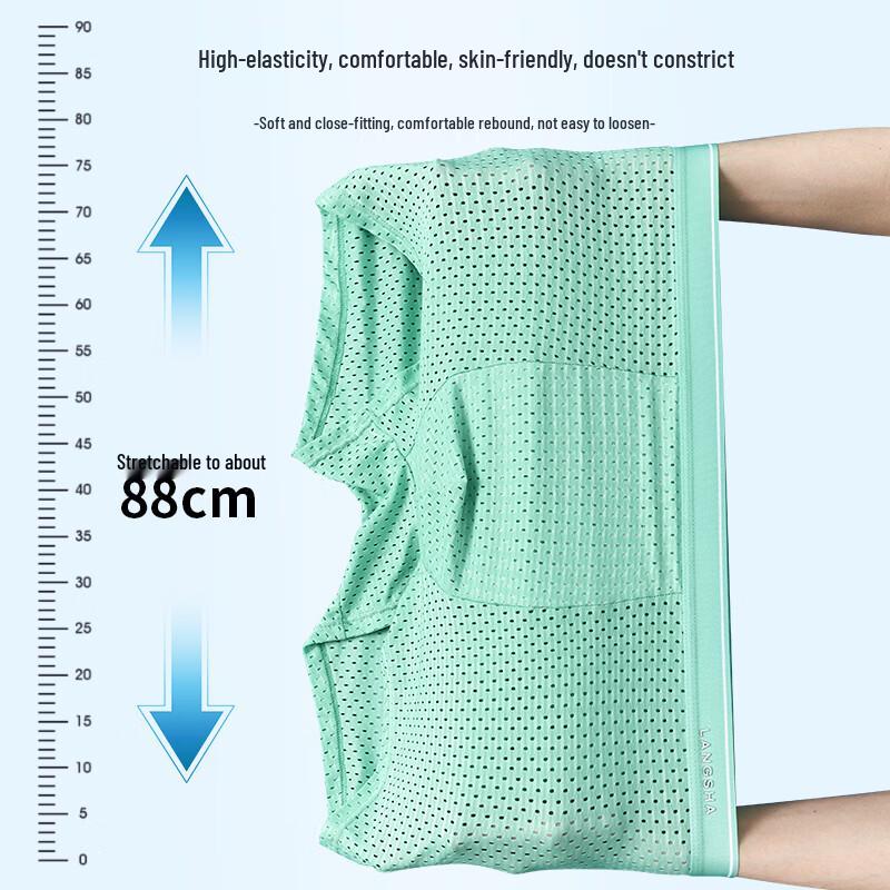 Langsha Men's Plus Size Ice Silk Mesh Boxer Briefs
