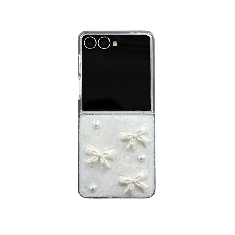 Small Fresh Bow Phone Case For Samsung Zflip7 Flip Folding Zfold6 Girl Creative Protective Case