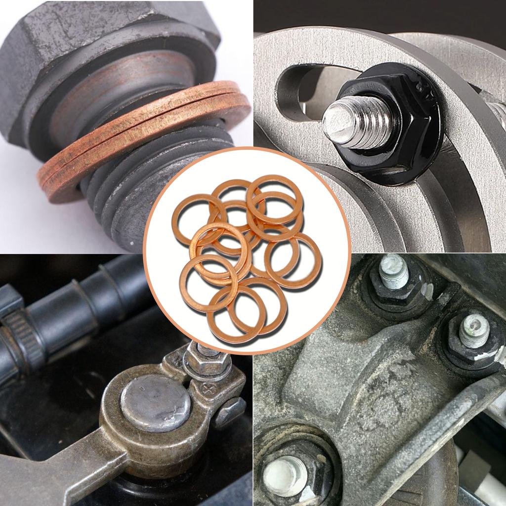 Copper Gasket Boxed Multistandard O Shaped Copper Gasket Combination Oil Plugging and Sealing Ring Combination 1 Box 200pcs