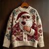 Maglione da donna a girocollo largo con stampa natalizia, maglione casual alla moda