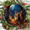 Wooden Festive Nativity Scene Sign, Circular Mark, Suitable for Living Room, Wall, Home Decoration, 8x8 Inch, 1Pc