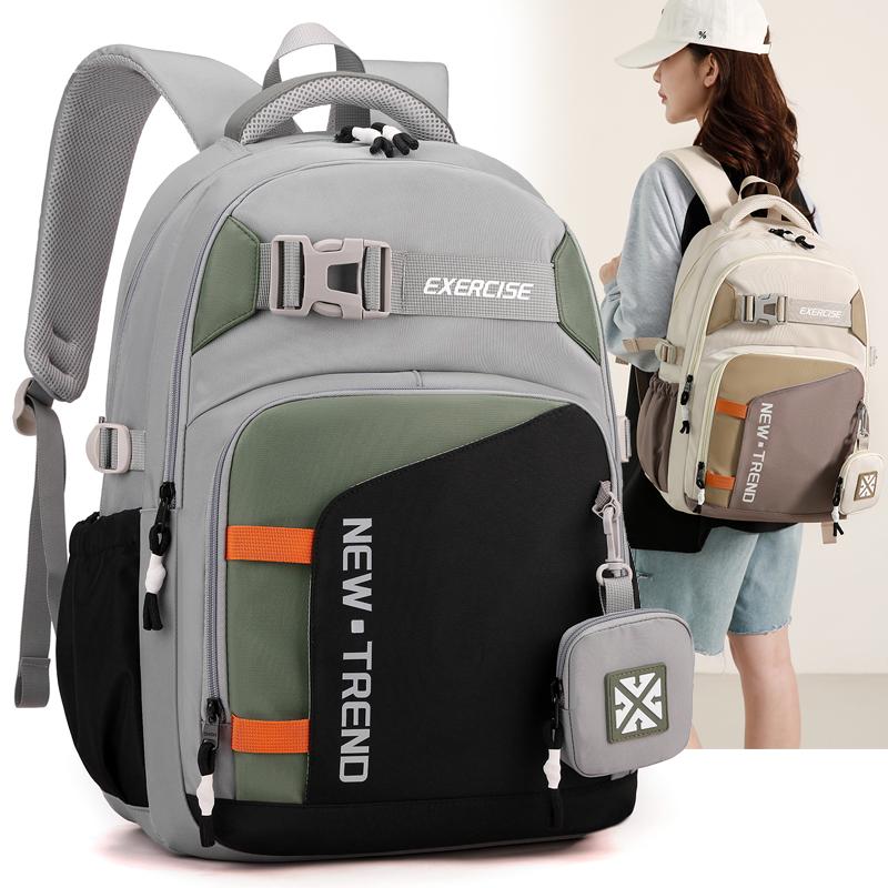 Plecak Ucznia Liceum Blok Kolorystyczny Duża Pojemność Wytrzymały Plecak