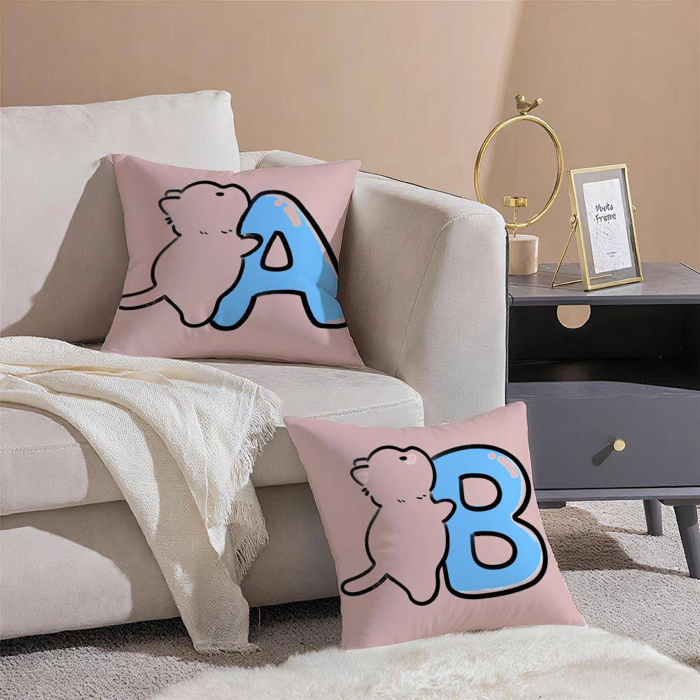 Fashion Cute Cat Hugging English Letters Cushion Cover Linen Pillowcase Cover Soft Decor For Sofa Home Room