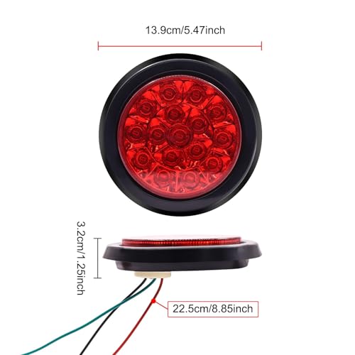 Aoling Tail Light 24V 16LED Round Rear Light with Rubber Waterproof Protective Ring Trailer Truck Tail Light Brake Light Red Light High Low Beam