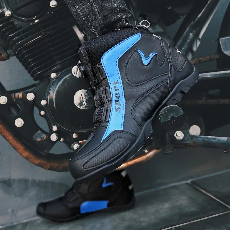 Motorradschuhe Herren High Top Professionelle Fahrstiefel Mode Outdoor Übergröße Lässig Weiche Sohle Sportschuhe Motorradstiefel