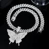 Collier Pendentif Papillon Style Hip Hop Chaîne Cubaine en Alliage Bijoux de Mode Unisexe Tenue de Soirée