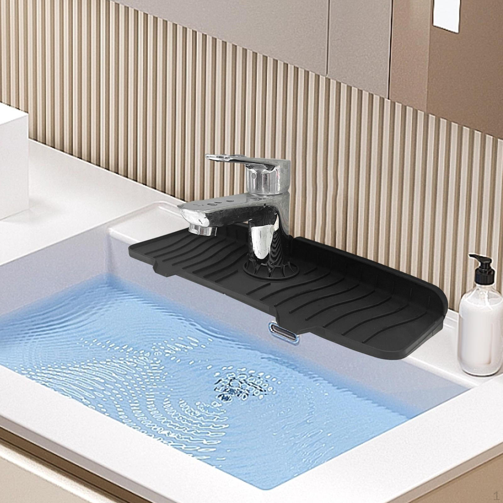 

Силиконовый коврик для крана, ручка, поддон для сбора капель, водонепроницаемые рельефные канавки на поверхности раковины black 36x14.5x1.68cm