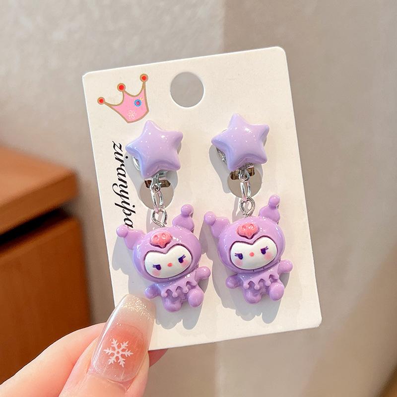 Children'S Ear-Free Ear Clips, Cute Girls' Pain-Free Earrings, Earrings, Cartoon Cartoon Girl Earrings, Jewelry.