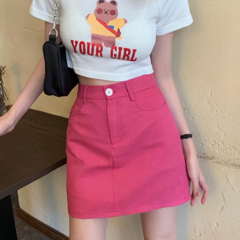 Plus Size Women s High-Waisted Denim Skirt - Slimming, Elegant, Versatile, Short Spring/Summer 2025 XS