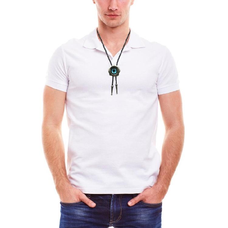 Bolo Tie for Unisex Western Bolo Tie Vintage Flower Evil Eyeball Pendant Faux Leather Rope Adjustable Necktie Necklace