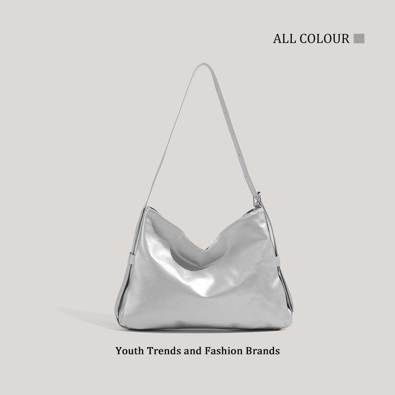Silver large-capacity bag women's new fashion commuter versatile underarm bag casual shoulder messenger bag