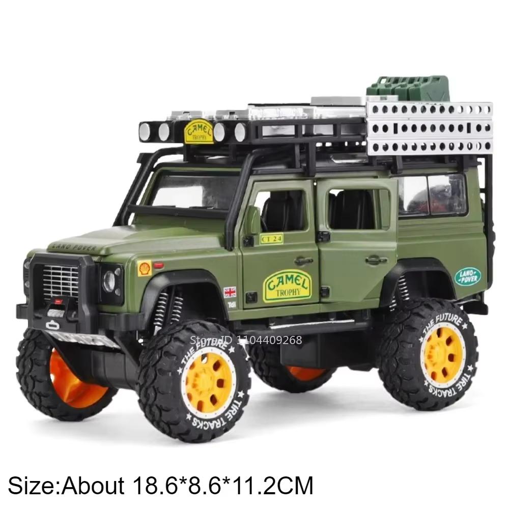 1:28 UNIMOG U5000 Defender Car Model Toy Metal Body Sound Light Doors Opened Off Road Vehicle Toys Collection for Birthday Gifts