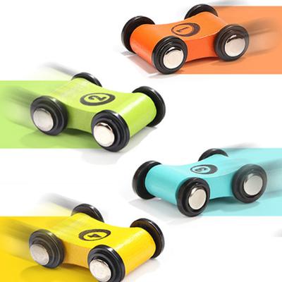 Wooden Children'S Slide Car Trolley Track Slide Inertia Pull Back Glider Toy