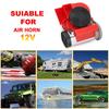 12V 115dB Car Air Horn Red Compact Dual Tone Electric Pump Loud Siren Vehicle for Car Motorcycle Truck Bicycle