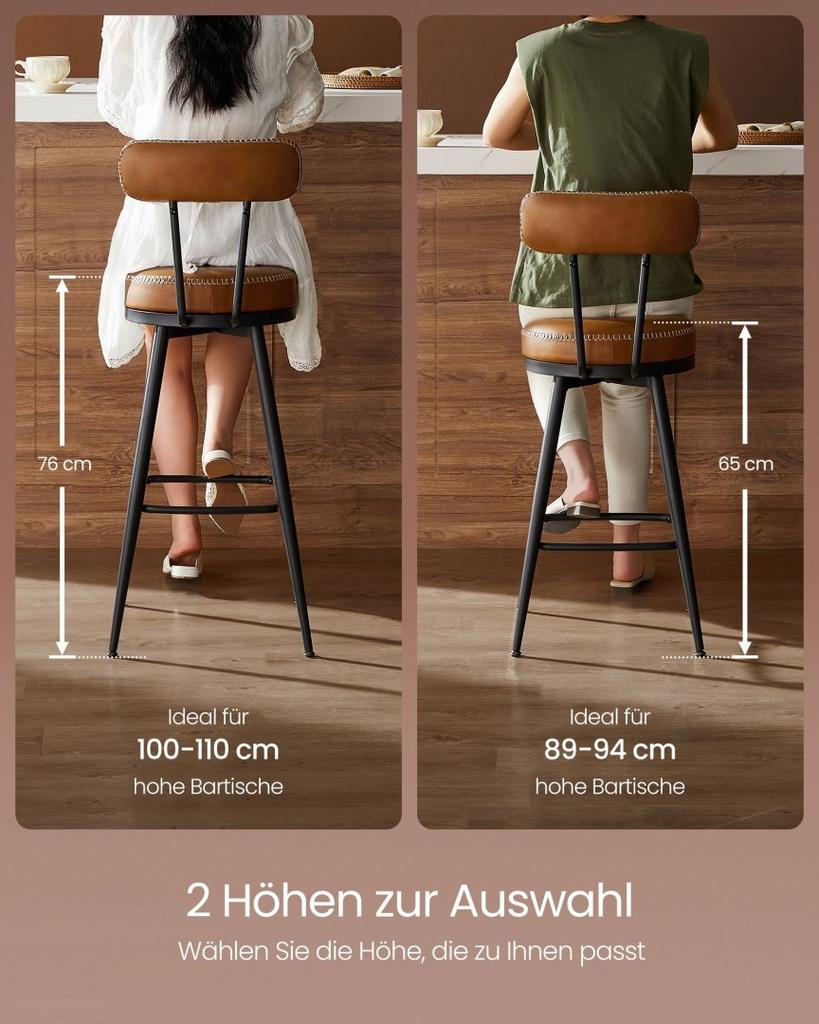 Scaune de bar Set 2 scaune de bar rotative cu o