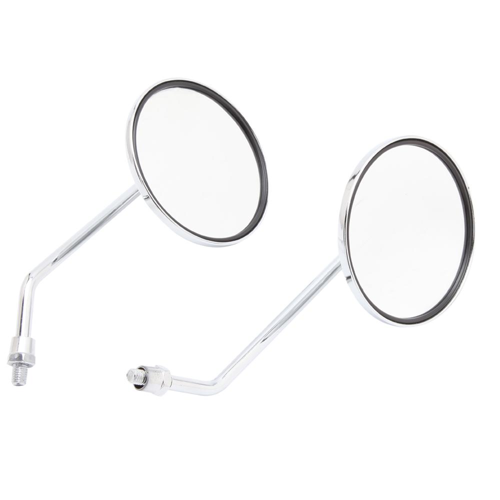 10MM Universal Motorcycle 10mm Chrome Side Rear View Round Mirrors View Rearview Mirror Round
