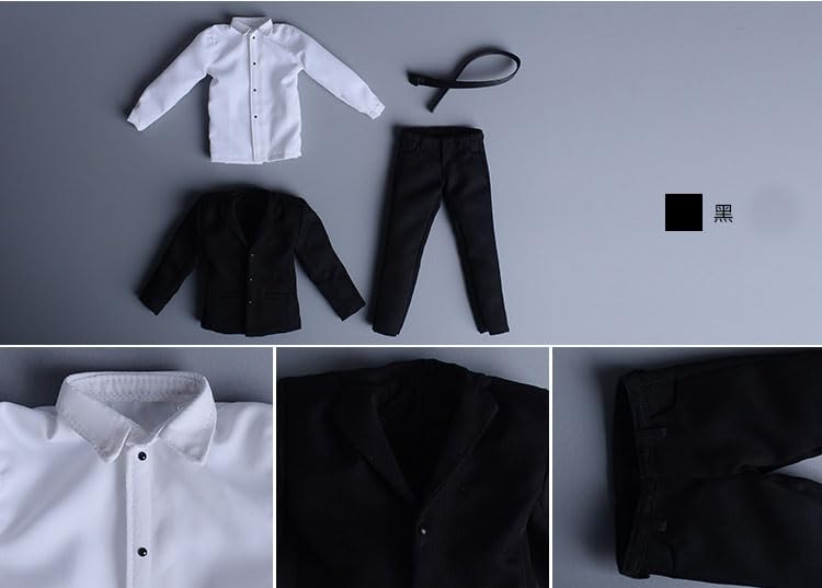 [ADWOA] 1/6 Figure Accessories/Men's Gentleman Suit Outfit Set (Head and Body Not Included) Black [Product Contents] Suit + Shirt + Pants + Belt