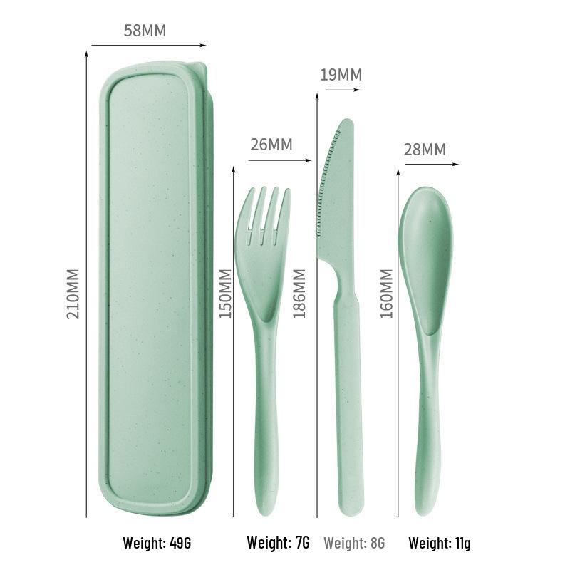 Wheat Straw Travel Cutlery Set: Knife, Fork, Spoon with Storage Box