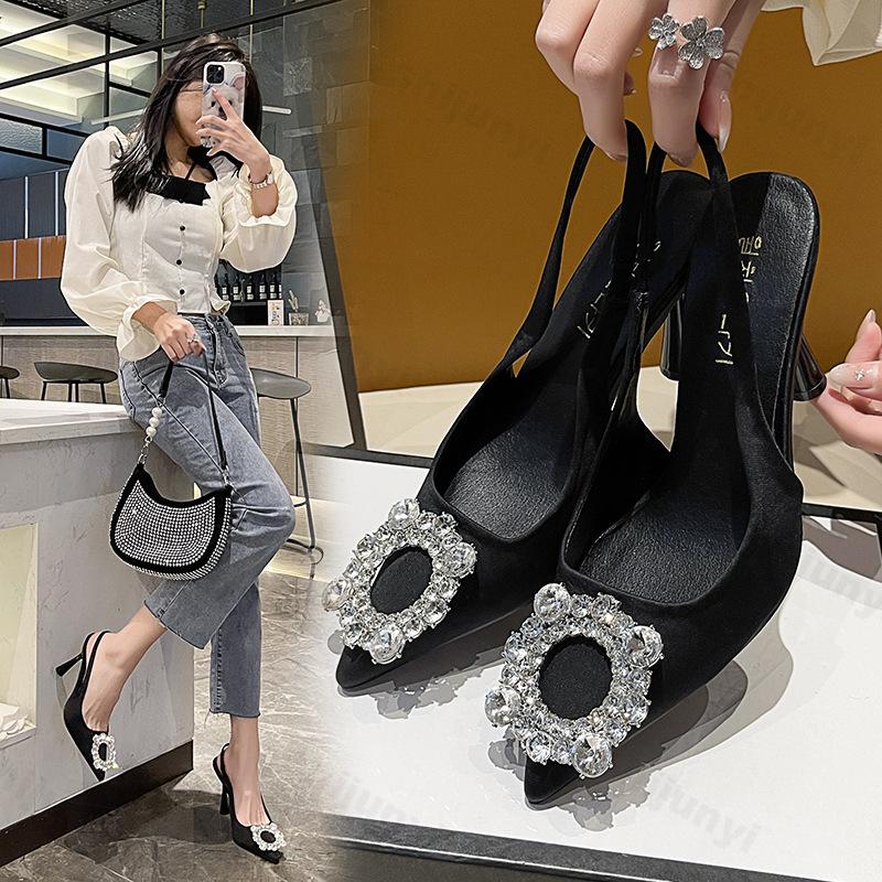 Fashion High-quality Women Sandals Pumps Summer 2025 New Fashion Pointed Toe High Heels Rhinestone Luxury High Heels Party Wedding Shoes