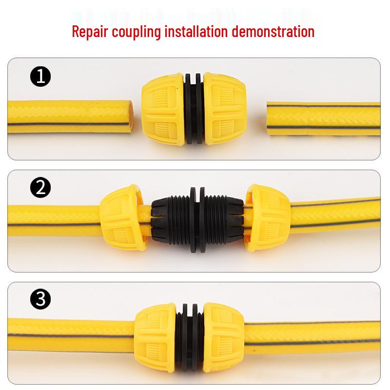Yellow 6-Point Hose Repair Connector & Quick Extension Fitting.