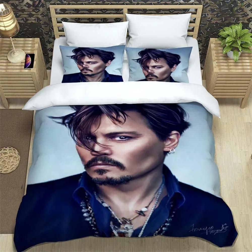Johnny Depp Pattern Quilt Cover With Pillowcases 3D Digital Printed Bedding Set Twin Full Queen King Gift