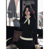Plush Korean Bow Polka Dot Two-Piece Long Sleeve Women's Slimming Autumn T-shirt