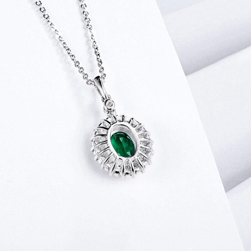 Halskette mit Anhänger aus 100 % 925er-Sterlingsilber, 18 Karat vergoldet, Diamant-Smaragd-Anhänger für Damen, Edelstein-Edelschmuck-Halskette