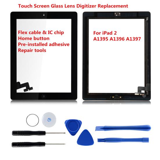 Kit de Ferramentas de Lente de Vidro Digitalizador de Tela Sensível ao Toque Adesivo de Substituição para iPad 2
