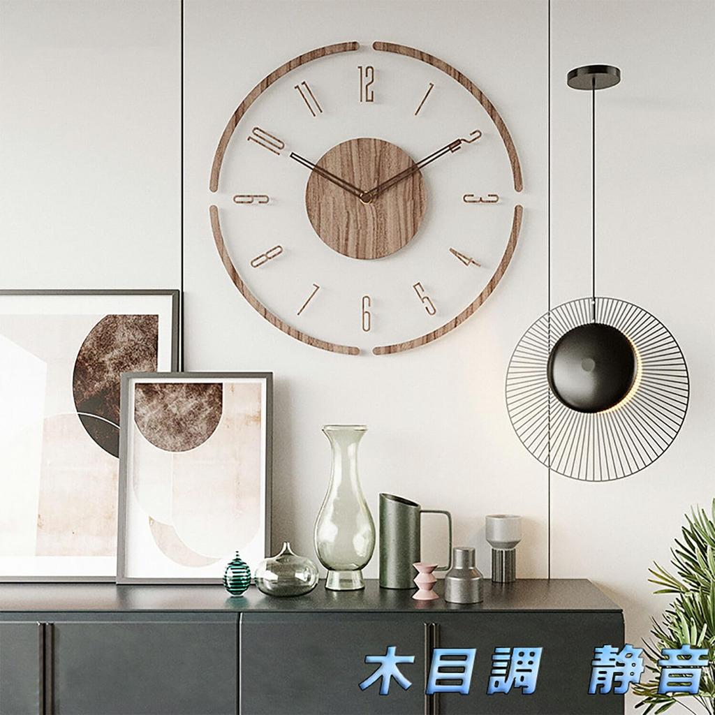 Nordic Modern Wooden Wall Clock with a Continuous Second and a Slim This Round Canvas Wall Clock Features Arabic Numerals and Is Perfect for Room and