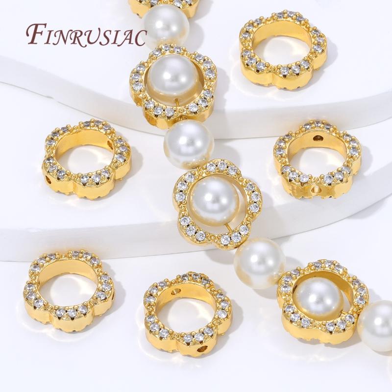 2/4/6Pcs 18K Gold Plated Brass Bead Frame,Flowers Bead Frame,Jewelry Making Supplies,DIY Necklaces&Bracelets Accessories