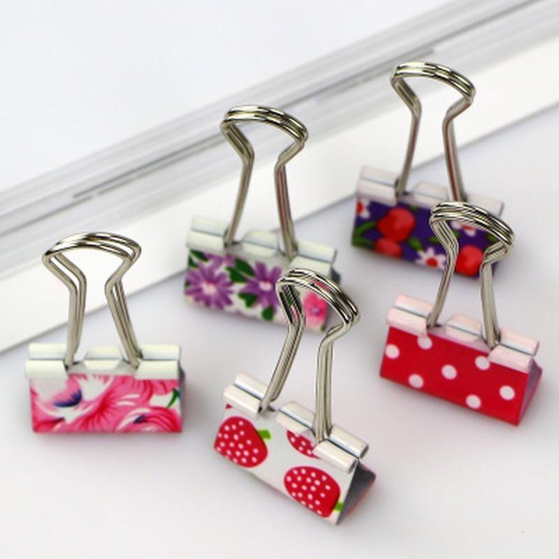 5pcs Cute Cartoon Kawaii Heart Dot Metal Clip Creative Strawberry Clips for Kids School Supplies
