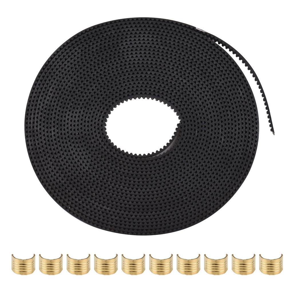 3D Printer Accessary 2GT Timing Belt Width 6mm 5M 16.4ft Length with 10 Brass Copper Buckle for Creality Ender 3 Ender