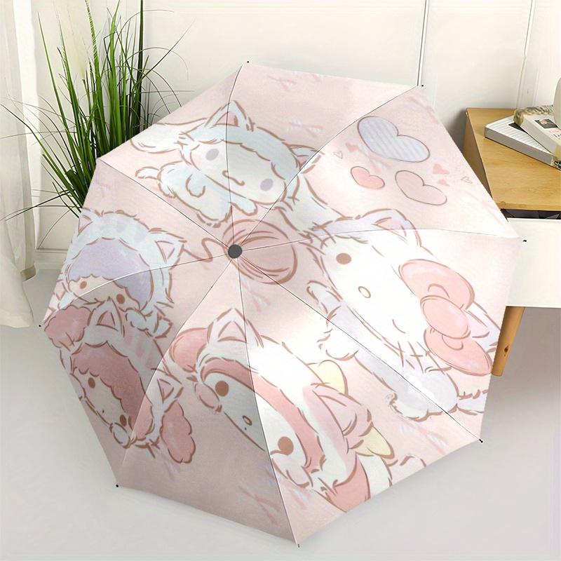 

Hello Kitty and Friends Playing With Fur Balls Automatic 3-Fold Cartoon Umbrella Design, Cute Cartoon Pattern, Portable Outdoor Umbrella, Perfect, Hol