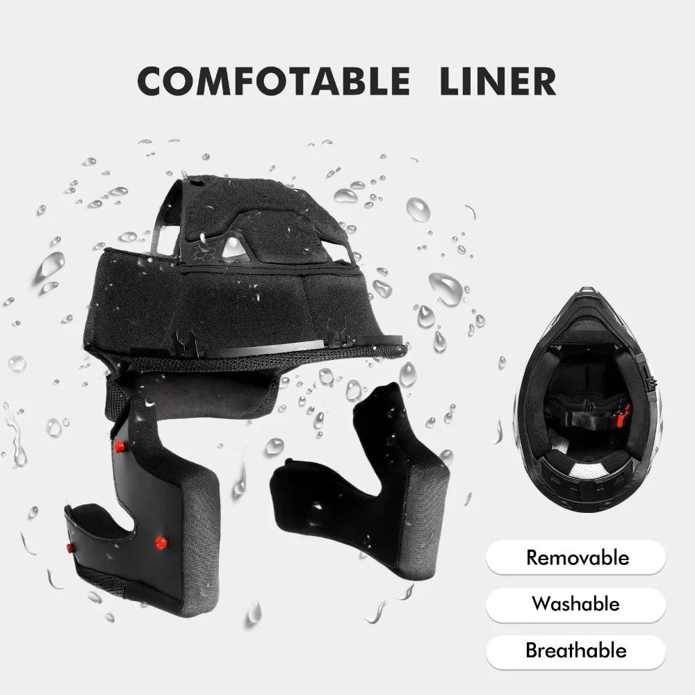 Full Face Dirt Bike Motorcycle Helmets Dual Sports Helmet for Adults Can Be Installed GOPRO DOT Approved Triangle AH609